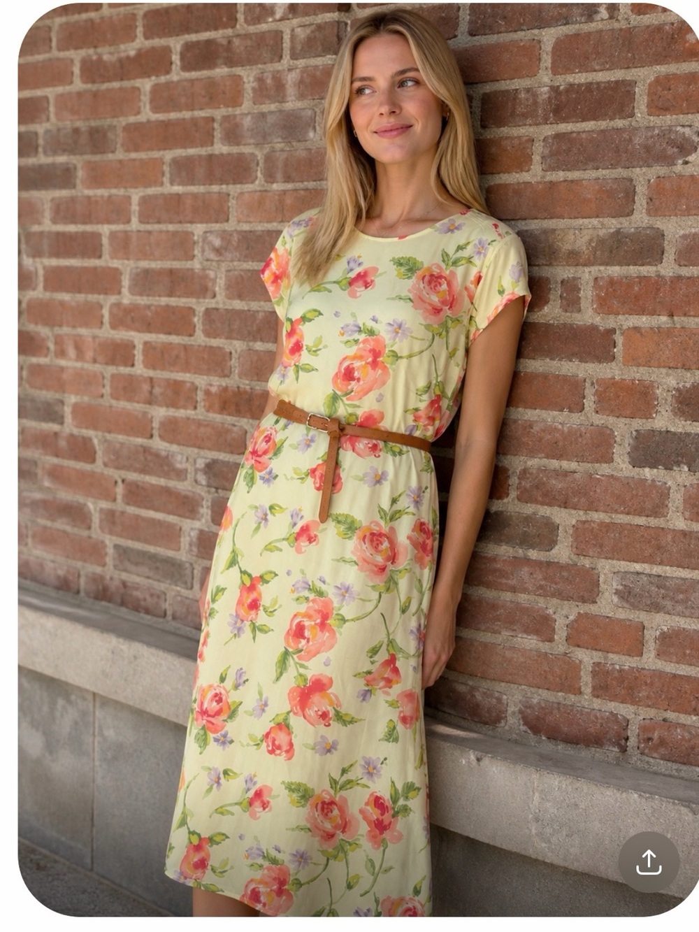 Vintage 90s Laura Ashley 100% Silk Romantic Floral Cap-Sleeve Midi Dress Size 8